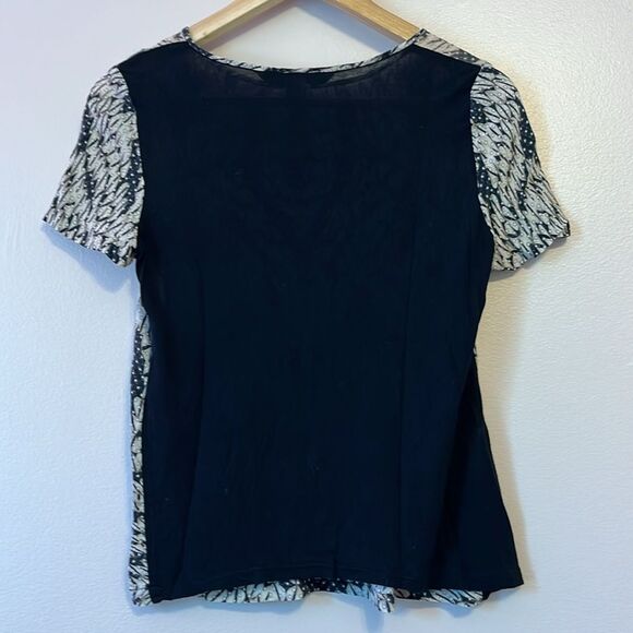 Diane Von Furstenberg DvF Angela Silk Top Panther Lace Black Women's Sz 2 Animal - Picture 4 of 12